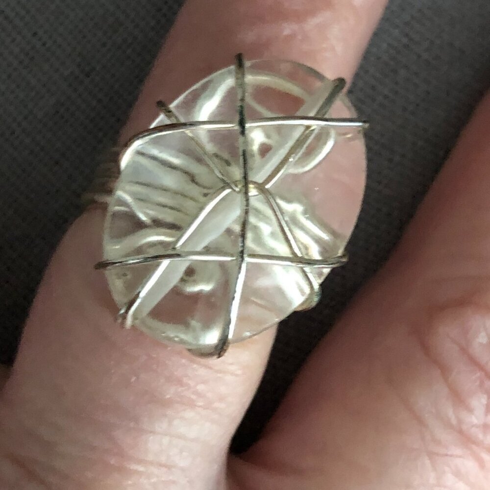 Silver Wire Wrapped Clear Crystal Ring - image 5
